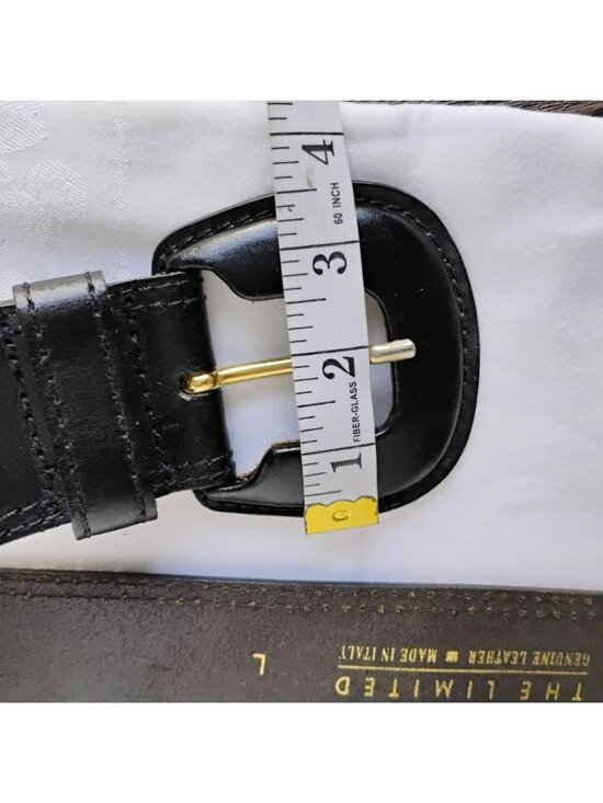 Wide Black Leather Belt Made In Italy by The Limited Size L Vintage 80s 90s main image 6
